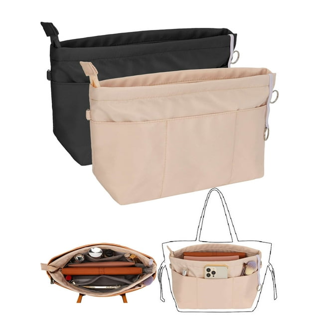 Gustave Nylon Purse Organizer Insert with Zipper for Handbags Tote Bags