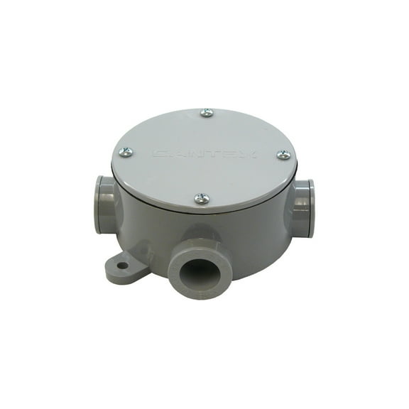 Cantex Weatherproof Box,1Gang,4Inlet,PVC 5133690