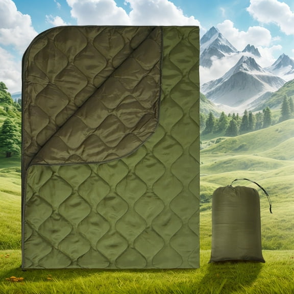 Camping Insulation Blanket Lightweight Warm Quilt For Cold Weather Insulation Blanket (Olive Green)