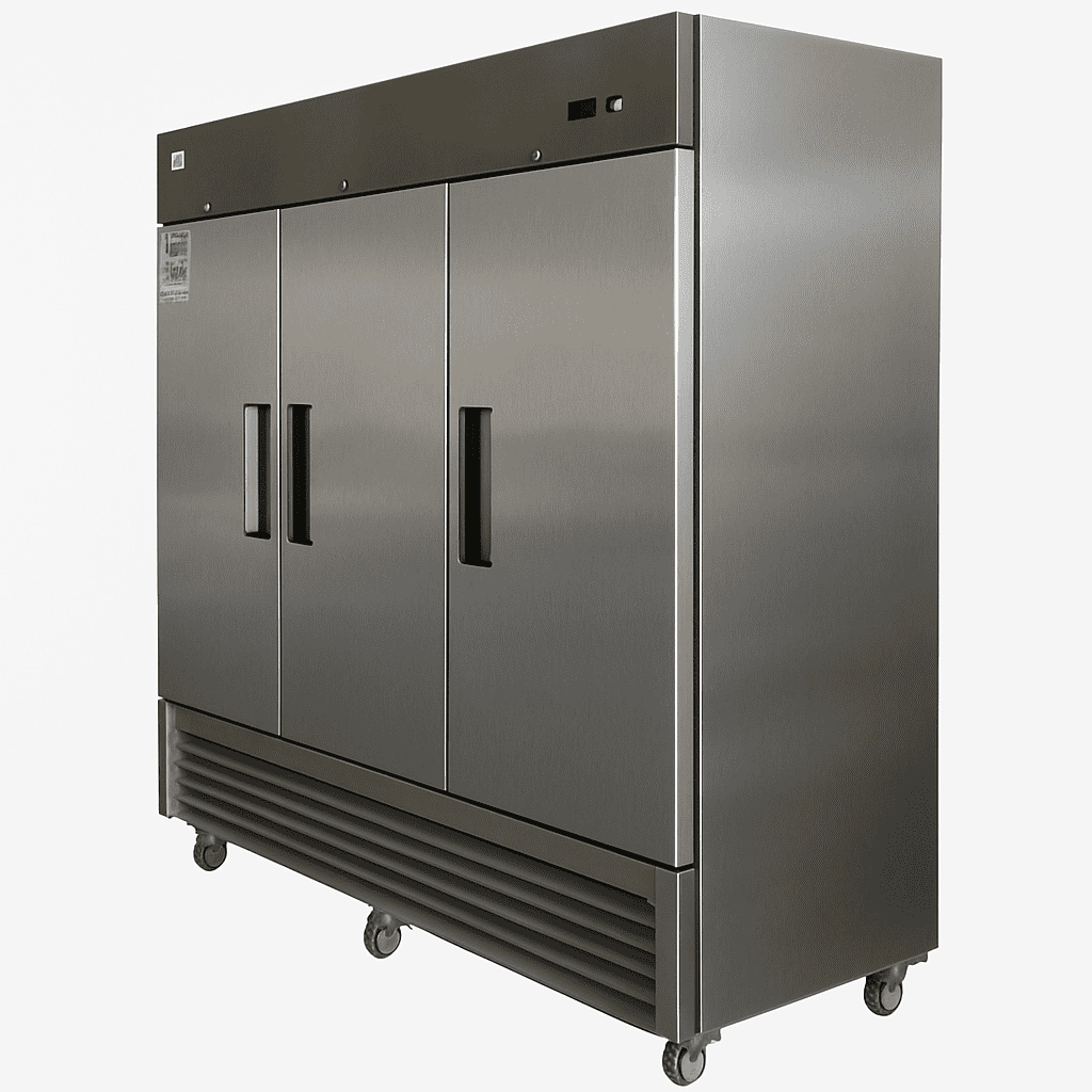 82" Wide Commercial Reach-In Refrigerator, 60.8 Cu. Ft. Capacity – Stainless Steel, NSF Certified