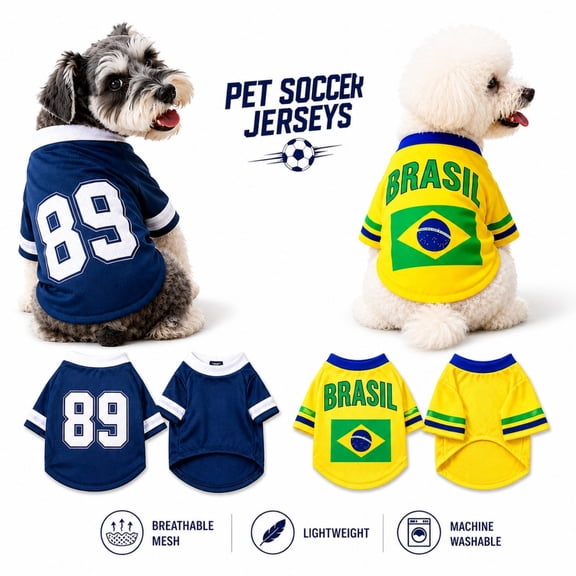 Pet Soccer Jersey for Dogs,Breathable Mesh Dog Shirt,Lightweight Football Costume,Sports Fan Outfit with Number Print,Washable Puppy Clothes for Small Dogs and Cats