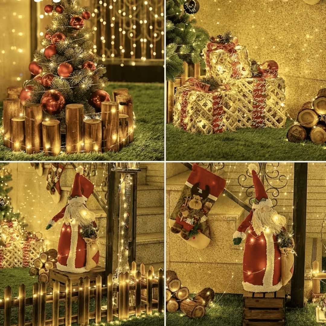 8-Piece Set Warm Colored Solar Fairy Light String, 330 Led Outdoor Solar Christmas Lights, 8 Modes Of Wired Solar Flashing Light String, For Christmas Trees, Wedding Parties, Gardens And Courtyards