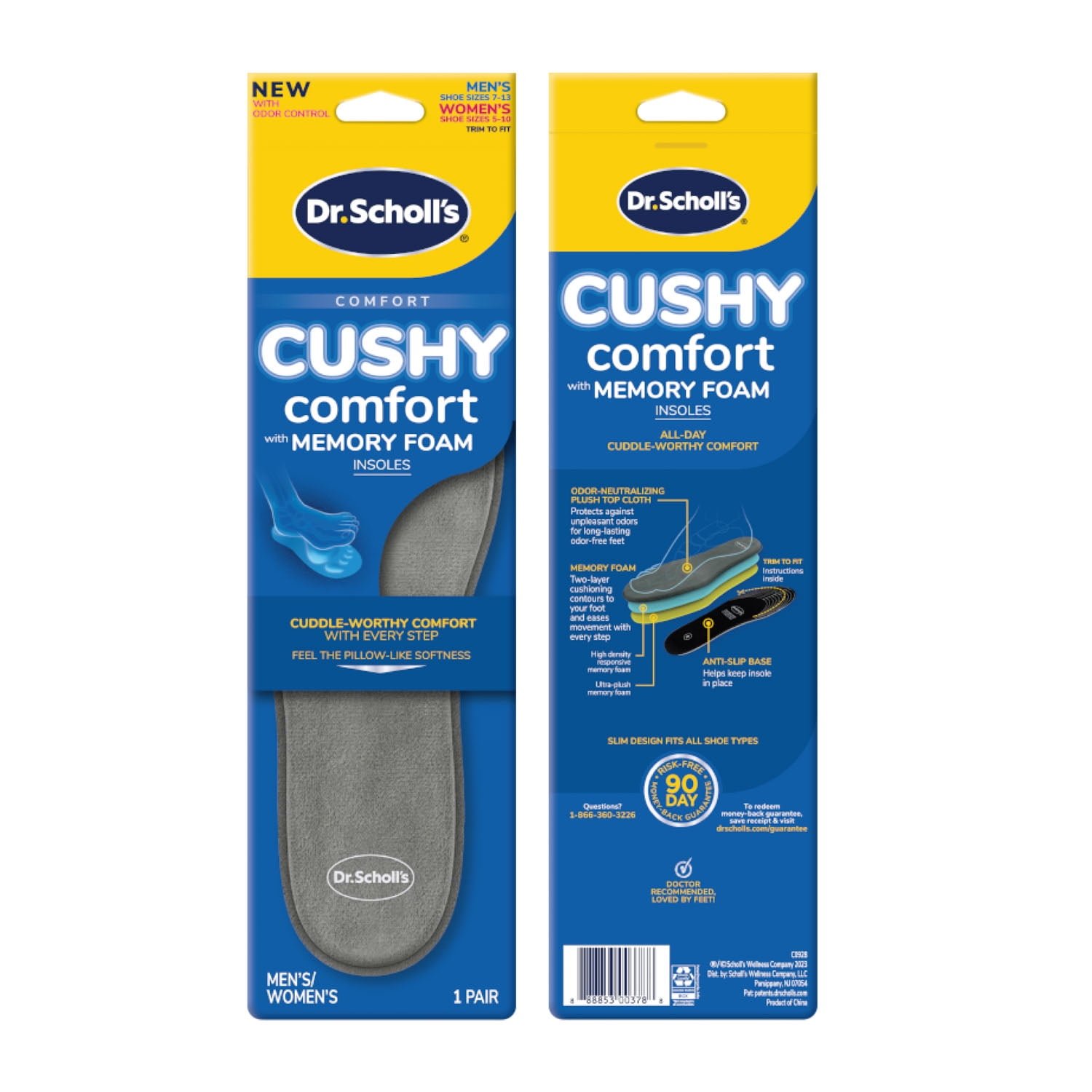Dr. Scholl's Cushy Comfort with Memory Foam Insoles Unisex, 1 Pair