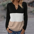thumbnail image 2 of MIUOWANP Women's Fashion Hoodies & Sweatshirts Plus Size Oversized Long Sleeve Round-Neck Color Block For Girls Light Weight Soft With Pockets Shirts Khaki L, 2 of 4