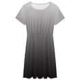 thumbnail image 3 of Gray And White Gradient Dress Fashion Beach Short Sleeve Dresses Female Party Printed Sundress, 3 of 7