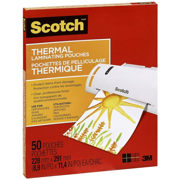 Feuilles de plastification thermique Scotch, 9 po x 11,5 po