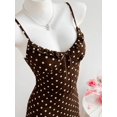 thumbnail image 4 of Brown Polka Dot Ruffle Hem Tie-Front Spaghetti Strap Cami Mini Dress, 4 of 6