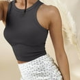 thumbnail image 4 of Qiopertar Women's Sleeveless Ribbed Tank Tops Casual Summer Short Sleeveless T-Shirts Round Neck Basic Comfy Stretchy Crop Tops, Dark Gray S, 4 of 6