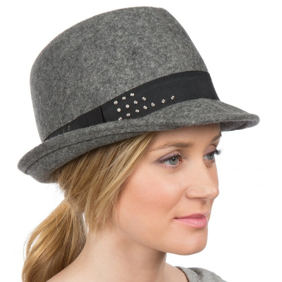 Sakkas Veronica Wool Trilby Fedora - Grey - One Size