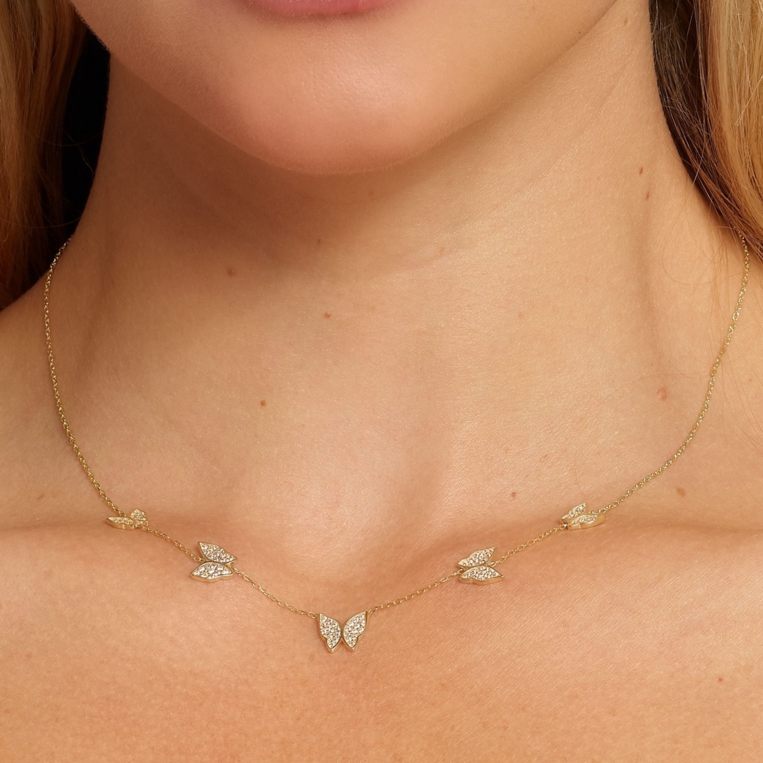 Adesso Milano Jewelry Sterling Silver Dainty Butterfly Necklace for Women, Silver, 16"