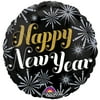 Anagram Happy New Year Pizazz Holographic 18" Foil Balloon, Black Grey Gold