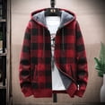 thumbnail image 3 of Cárdigan cálido de lana para hombre, suéter a cuadros con capucha, ropa de invierno, abrigo de punto coreano, chaqueta con cremallera completa, puente de moda, 3 of 5