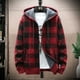 thumbnail image 3 of Cárdigan cálido de lana para hombre, suéter a cuadros con capucha, ropa de invierno, abrigo de punto coreano, chaqueta con cremallera completa, puente de moda, 3 of 5