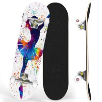Complete Skateboards for Beginners,7 Layer Canadian Maple Double Kick Deck,31''Pro Cruiser Girl Hip Skate Board