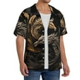 thumbnail image 4 of Honeii 's Vintage Metal Dragon for men's short-sleeved button-up collared shirt featuring a pocket, perfect for beach vacations, and travel adventures., 4 of 5