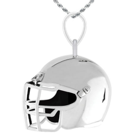 - New 0.925 Sterling Silver Large 3D Football Helmet Charm Pendant Necklace