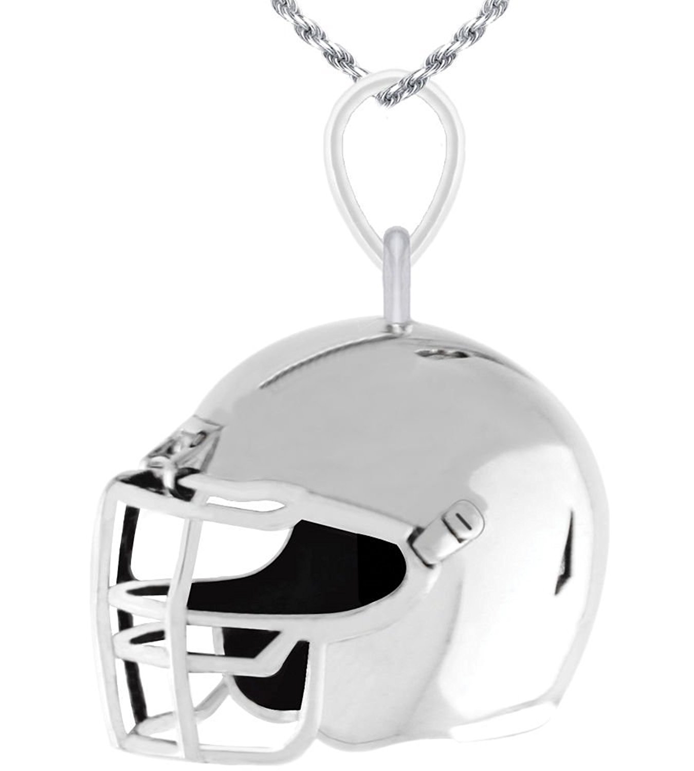Sterling Silver Football Charm on a Silver Cable Chain Football Necklace
