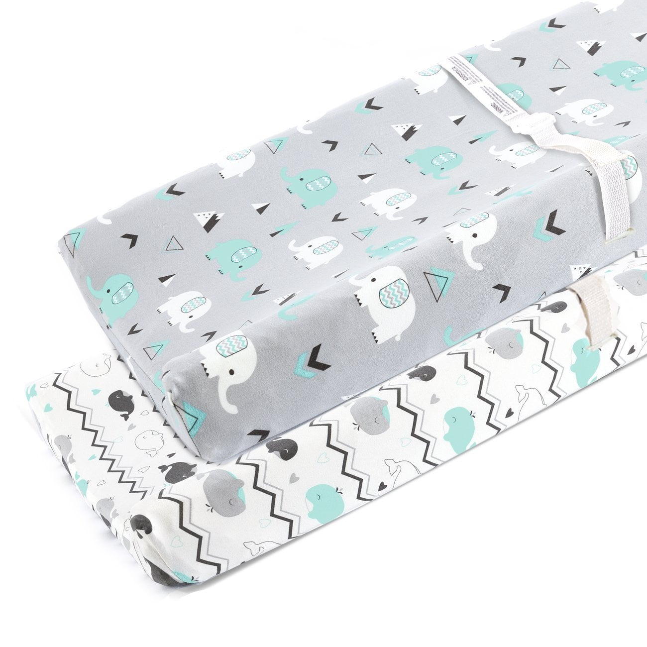 Stretchy Changing Pad Covers for Boys Girls,2 Pack Jersey Knit,Elephant & Whale Changing Pad Cover grey teal animal