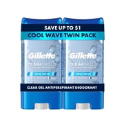 Gillette Antiperspirant Deodorant for Men, Clear Gel, Cool Wave, 3.8 oz, Twin Pack