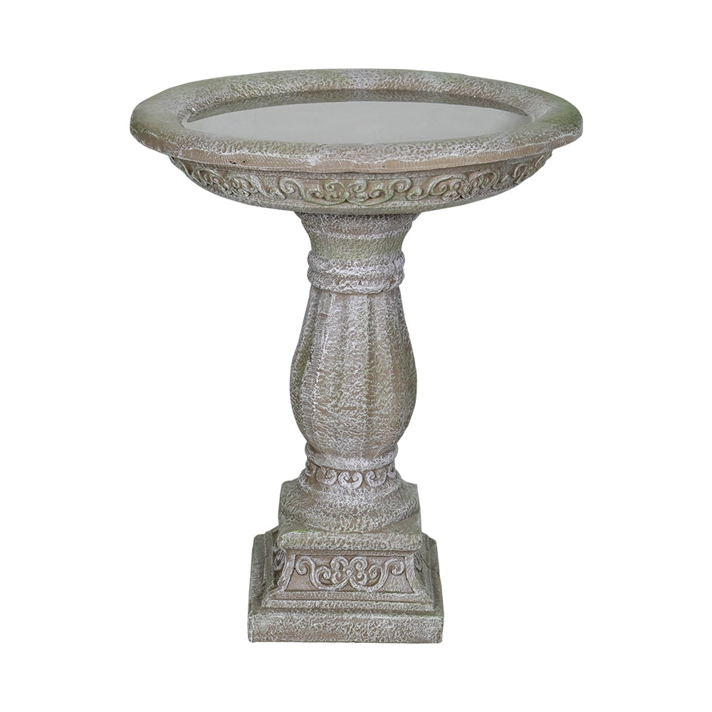 Antique Pedestal Bird Bath, Bird Baths for Outdoors, Concrete Bird Bath Bird Feeder Seed Tray for Garden Yard Decor