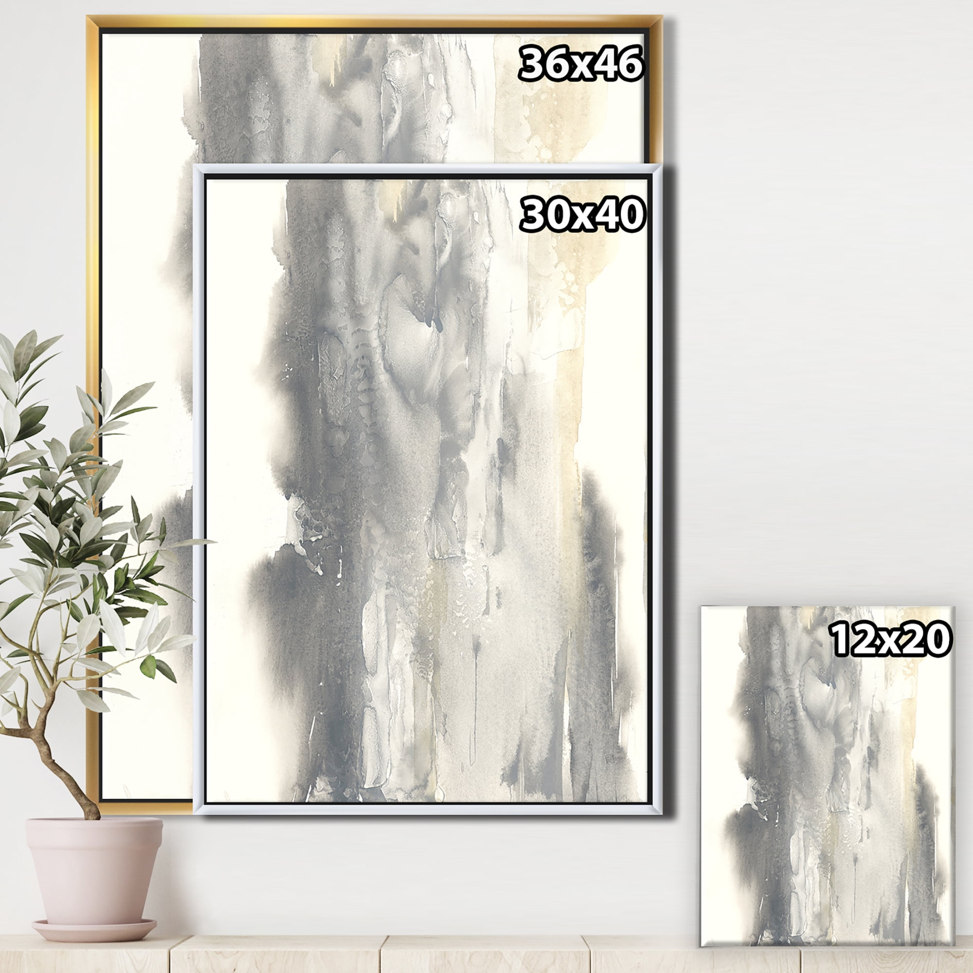 Designart ' Gold Glamour Direction II ' Modern & Contemporary Framed Canvas