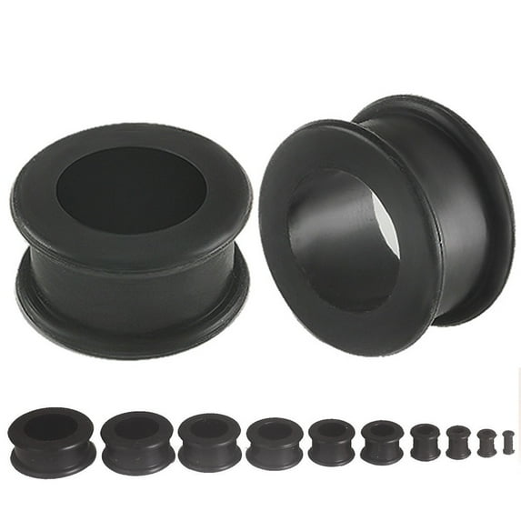 Hard Silicone Black Tunnels 2 Pieces (1 Pair) (B/7/1/12) (3/4" big (20mm))