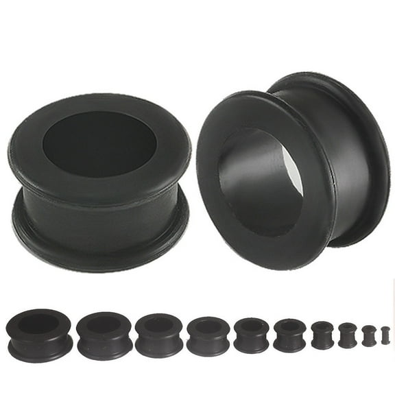 Hard Silicone Black Tunnels 2 Pieces (1 Pair) (B/7/1/12) (6g (4mm))
