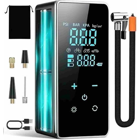 ALDF Tire Inflator Portable Air Compressor-18000mAh-Portable Air Pump-150 PSI Tire Pump with Touch Screen/Gauge/Light for Car, Motorcycle, Bike, Ball