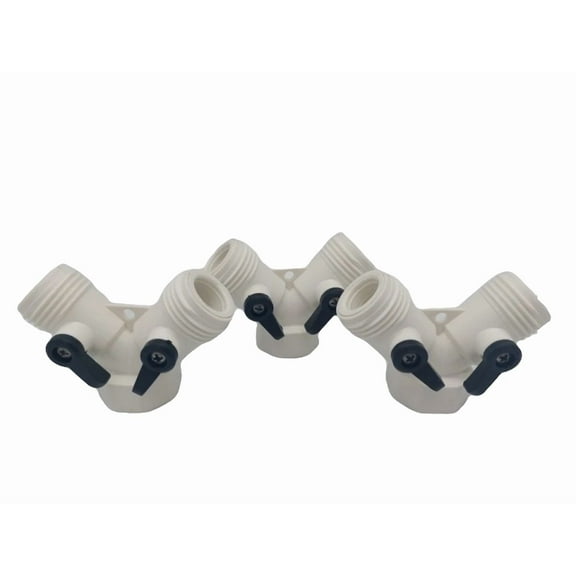 Lot of 3 White Y Garden Hose Connector Splitter 2-Way Connector Water Valves
