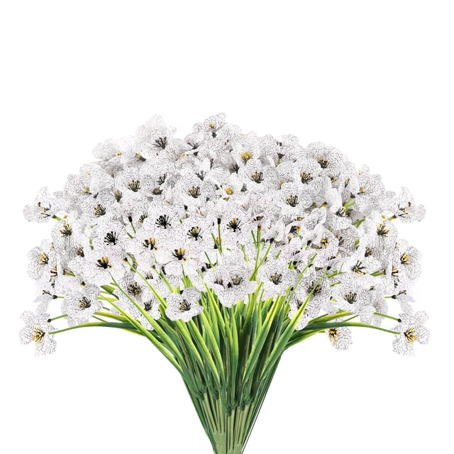 Flores artificiales Wteyi, 22 racimos, resistentes a los rayos UV, color blanco, 22 unidades