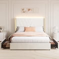 thumbnail image 2 of TROPOW Queen Bed Frame,with 4 Storage Drawers and RGB Led Lights, Velvet Platform Bed Frame with Wingback Headboard, No Box Spring Needed, Noise Free, Easy Assembly,Beige, 2 of 7