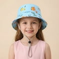thumbnail image 2 of Krdevn Cartoon Dinosaur Print Kids Fisherman Sun Hat Adjustable Chin Strap Breathable Windproof Wide Brim Cap for Toddler Boys Girls, 2 of 4