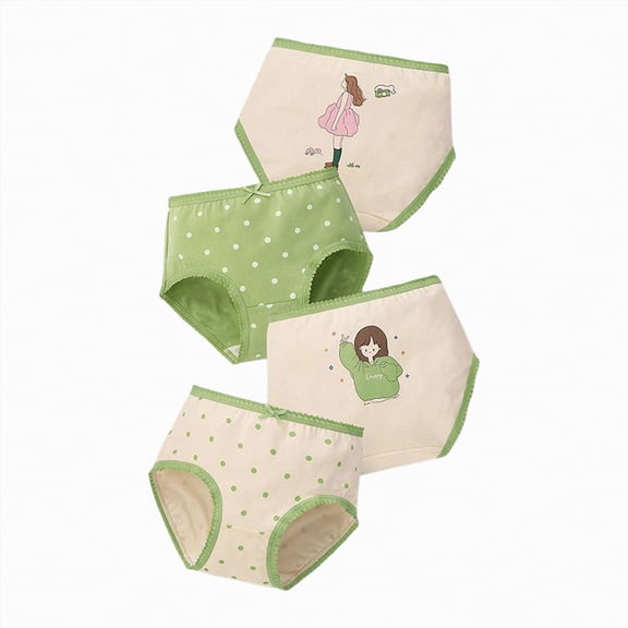 Ccpelsie Girls Toddler Briefs Kids Panties Soft Cotton Underwear Comfortable Cute Print(Green,3-4 Years)