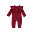thumbnail image 1 of Kiapeise Baby Girls Valentine's Day Romper Heart Print Long Sleeve Jumpsuit, 1 of 8