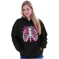 thumbnail image 3 of Halloween Skeleton Rib Cage Hearts Hoodie Sweatshirt Women Brisco Brands M, 3 of 5