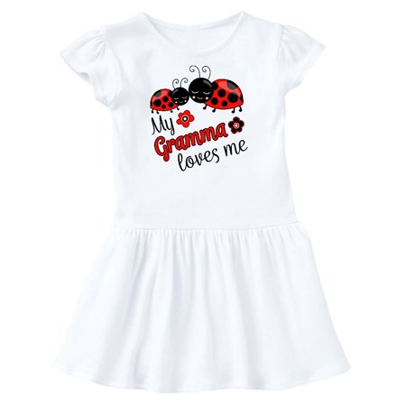

Inktastic My Gramma Loves Me with Cute Ladybugs Gift Toddler Girl Dress
