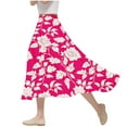 thumbnail image 2 of Skirts for Women A-Line Skirt Floral Printing Elastic Waist Leisure Skirt Hot Pink S, 2 of 5