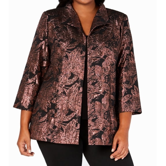 Womens Jacket Plus Metallic Open Front 2X