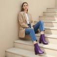 thumbnail image 5 of BLISSFUL STEP WOmen's Ankle Boots Chunky Heel Round Toe Side Zipper Faux Leather Boots Purple 9, 5 of 7