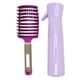 thumbnail image 1 of Cepillo desenredante para el cabello, dientes redondeados, huecos, para uso en seco y húmedo, peine curvo con ventilación y botella rociadora, color rosa, 1 of 14
