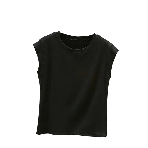 yillto Womens Girls Ribbed Shirts Summer Short Sleeve Tees for Big Girl Round Neck Solid Color Casual Tshirts