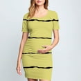 thumbnail image 2 of Zwiiyzr 2025 Women's Maternity Dress Striped Slim Short Sleeve Tank Dresses Scoop Neck Pregnancy Bodycon Dress for Casual Wear Yellow, 2 of 7
