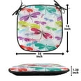 thumbnail image 5 of Dragonfly Chair Seating Cushion Set of 2, Modern Dragonfly and Floral Pattern Hydrangea Petals Like Fireworks Colorful Art, Seat Pads with Anti-slip Backing, 16"x16", Multicolor, by Ambesonne, 5 of 7