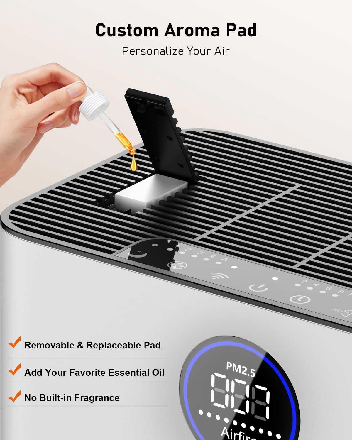 2025 Upgraded Air Purifier for Home Large Room 2300Ft² with Washable Pre-filter, H14 True Hepa Air Purifiers for Bedroom, for Pets Hair Pollen Odor Dander Dust Wildfire, White