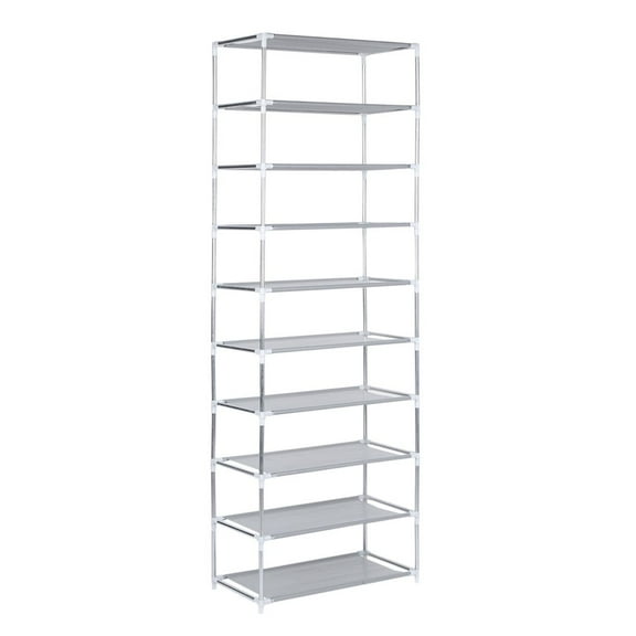 Ktaxon 10 Tiers 30 Pairs Shoe Rack Shoe Shelf Shoe Tower Closet Shoe Storage Organizer for Entryway Livingroon Bedroom Dorm, Gray