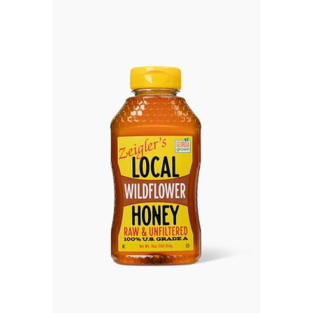 Zeigler's Wildflower Honey 16oz Local, Raw, Unfiltered, Squeeze Bottle