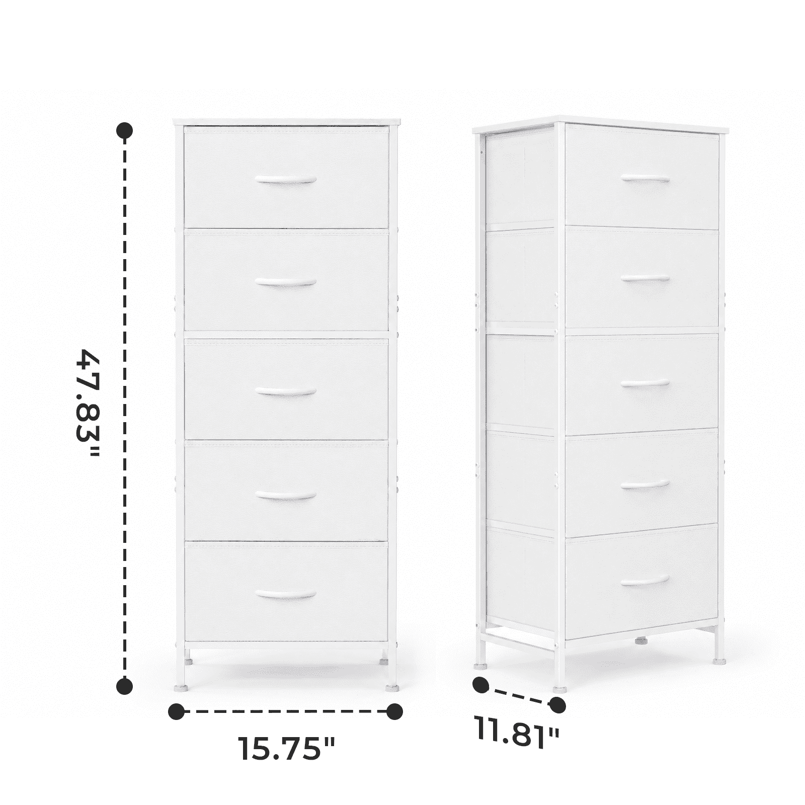 Alvantor Tall Dresser for Bedroom with 5 Drawers, Vertical End Table and Nightstand for Bedroom, Storage Organizer Chest of Drawers with Removable Fabric Bins