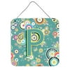 Letter P Circle Circle Teal Initial Alphabet Wall and Door Hanging Prints