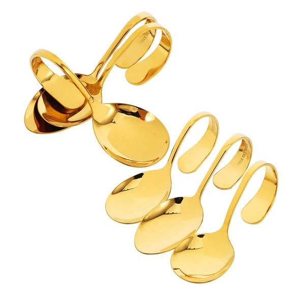 Hytrove Buffet Serving Spoons Serving Spoon Stainless Steel Food Portioning Golden 6pcs