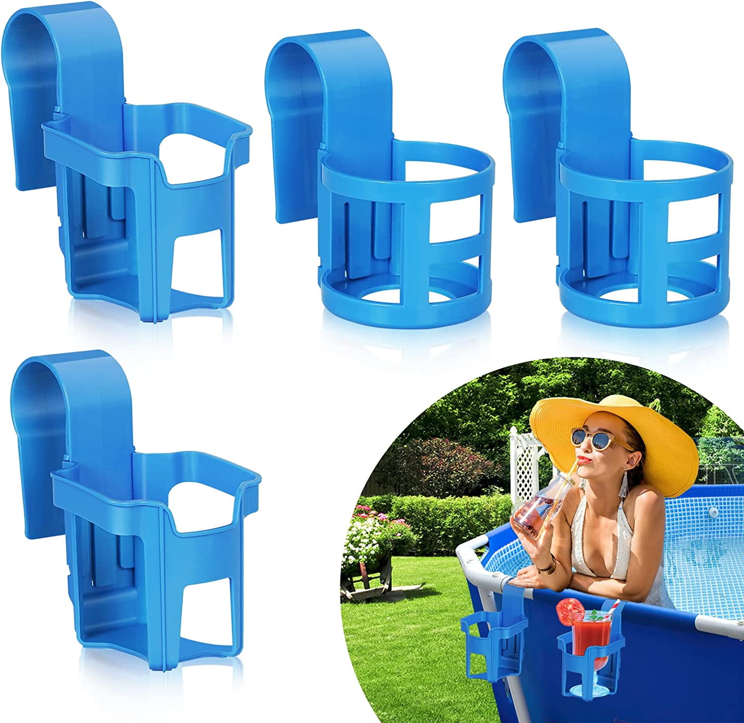 LONGRV 4PCS Poolside Cup Holder for Above Ground Swimming Pool for Pool